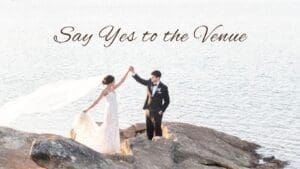 Say Yes to the Venue Banner with a Bride and Groom