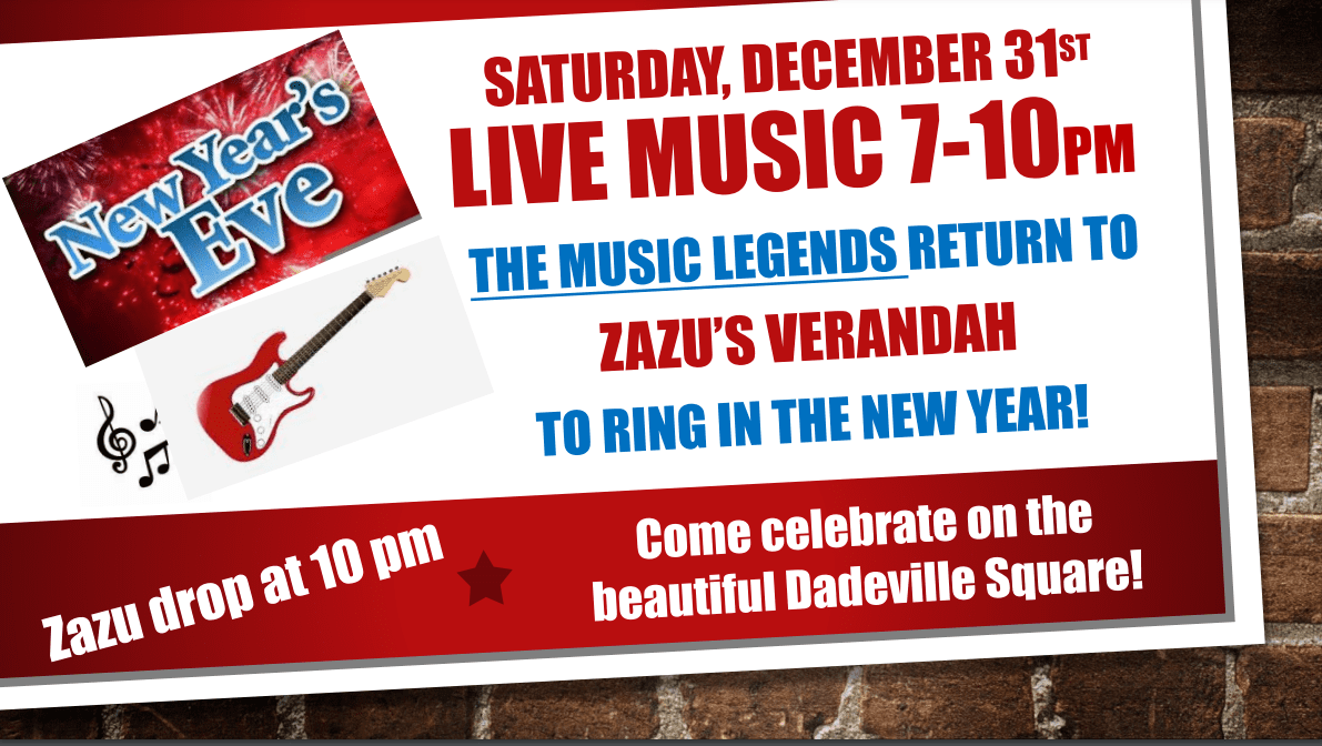 The Music Legends at Zazus Verandah Event Banner