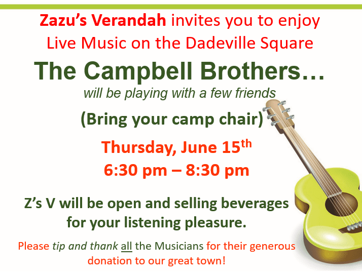 The Campbell brothers, zazu verandah invitation for music